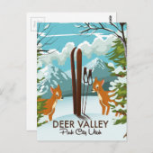 Deer Valley Park City Utah ski Reisposter Briefkaart (Voorkant / Achterkant)