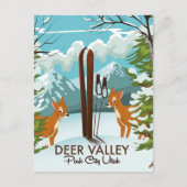 Deer Valley Park City Utah ski Reisposter Briefkaart (Voorkant)