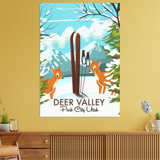 Deer Valley Park City Utah ski Reisposter Canvas Afdruk (Insitu (Woonkamer))