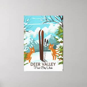 Deer Valley Park City Utah ski Reisposter Canvas Afdruk