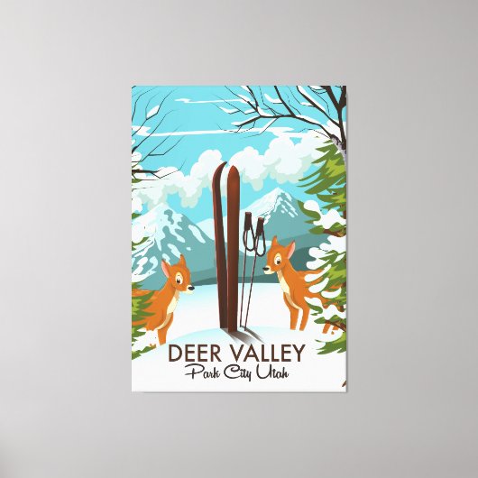 Deer Valley Park City Utah ski Reisposter Canvas Afdruk (Voorkant)