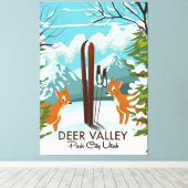 Deer Valley Park City Utah ski Reisposter Canvas Afdruk (Insitu (Houten vloer))