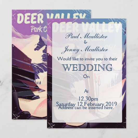 Deer Valley, Park City, Utah, Ski reisposter. Kaart (Voorkant / Achterkant)