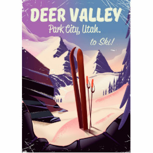 Deer Valley, Park City, Utah, Ski reisposter. Staand Fotobeeldje