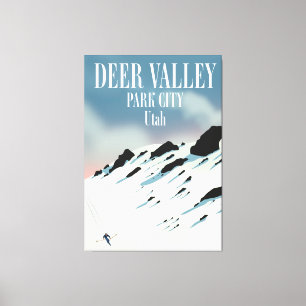 Deer Valley, park city, Utah, skiposter Canvas Afdruk