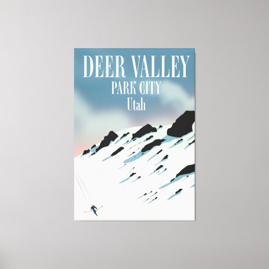 Deer Valley, park city, Utah, skiposter Canvas Afdruk (Voorkant)