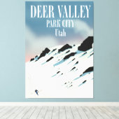 Deer Valley, park city, Utah, skiposter Canvas Afdruk (Insitu (Houten vloer))