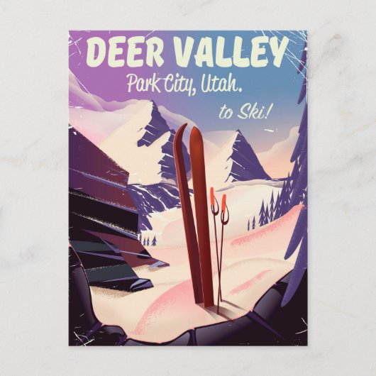 Deer Valley, Park City, Utah, skireisposter. Briefkaart (Voorkant)