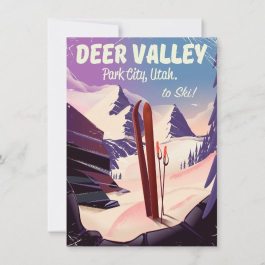 Deer Valley, Park City, Utah, skireisposter. Kaart (Achterkant)