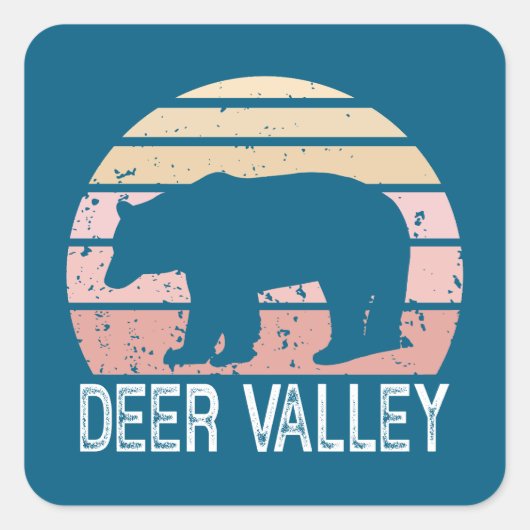 Deer Valley Utah Retro Beer Vierkante Sticker (Voorkant)