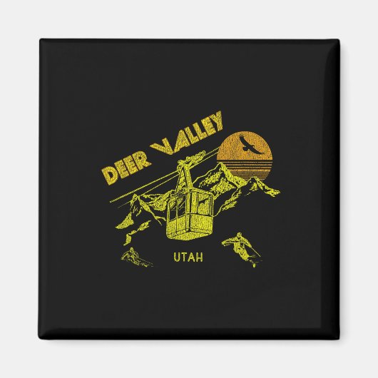 Deer Valley Utah Retro Skiing T-shirt Magneet (Voorkant)