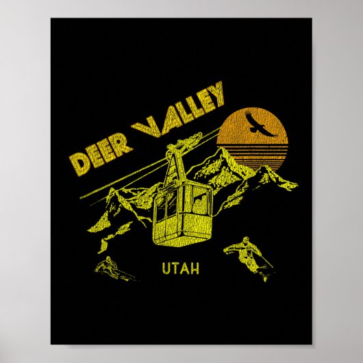 Deer Valley Utah Retro Skiing T-shirt Poster (Voorkant)