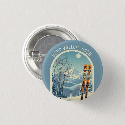 Deer Valley Utah ski area souvenir  Ronde Button 3,2 Cm (Voorkant /achterkant)
