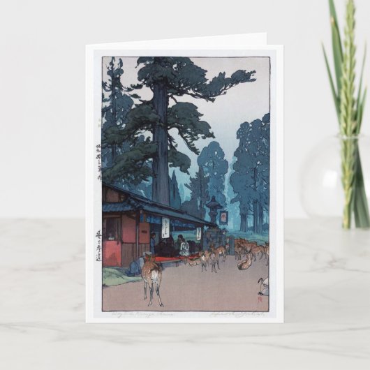 Deer van Kasuga Shrine, Hiroshi Yoshida Kaart (Voorkant)
