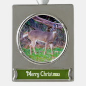 Deer Verzilverd Banner Ornament (Voorkant)