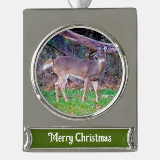 Deer Verzilverd Banner Ornament (Voorkant)