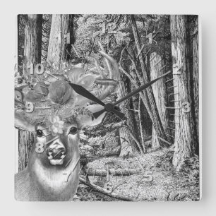 Deer Vierkante Klok