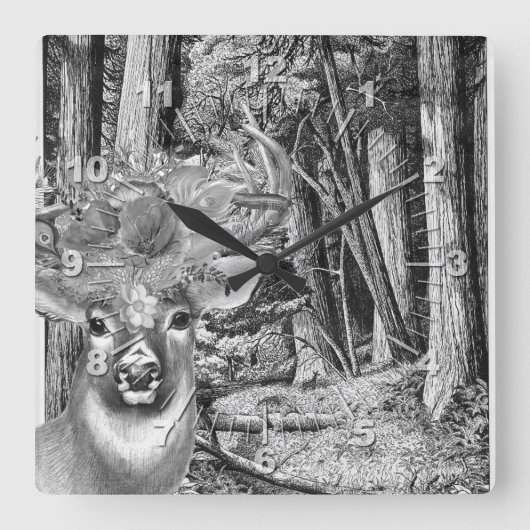 Deer Vierkante Klok (Voorkant)