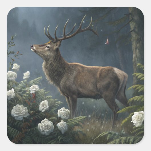 Deer Vierkante Sticker (Voorkant)