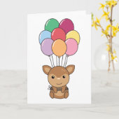 Deer vliegt omhoog met kleurrijke ballonnen kaart (Gele Bloem)