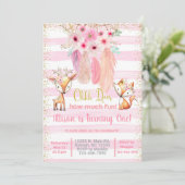 Deer, vos, droomcatcher meisje verjaardagsuitnodig kaart (Staand voorkant)