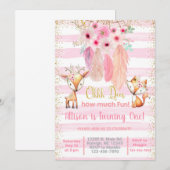 Deer, vos, droomcatcher meisje verjaardagsuitnodig kaart (Voorkant / Achterkant)