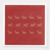 Deer Walking Festive Pattern Red Brown Achtergrond Servet (Voorkant)
