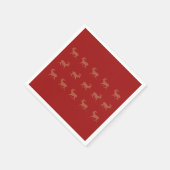 Deer Walking Festive Pattern Red Brown Achtergrond Servet (Hoek)