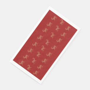 Deer Walking Festive Pattern Red Brown Achtergrond Servet