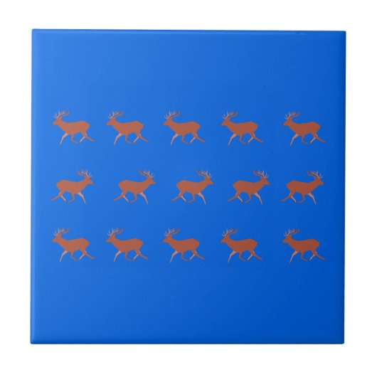 Deer Walking Festive Pattern Tegeltje (Voorkant)