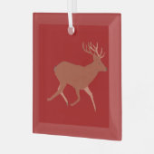 Deer Walking Festive Red Brown Achtergrond Glas Ornament (Voorkant links)