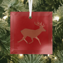 Deer Walking Festive Red Brown Achtergrond