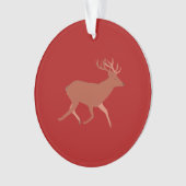Deer Walking Festive Red Brown Achtergrond Ornament (voorkant)