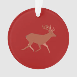 Deer Walking Festive Red Brown Achtergrond Ornament