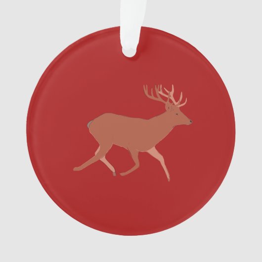 Deer Walking Festive Red Brown Achtergrond Ornament (voorkant)