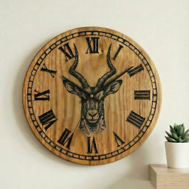 Deer Wall Clock - Wildlife Wooden Style Decor  Grote Klok