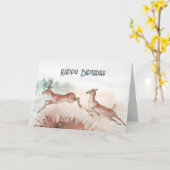 Deer Waterverf Birthday Kaart (Gele Bloem)