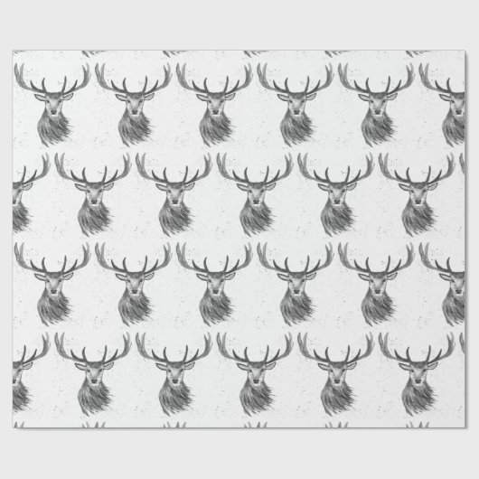 Deer waterverf Pattern Woodland Black Cadeaupapier (Vlak)
