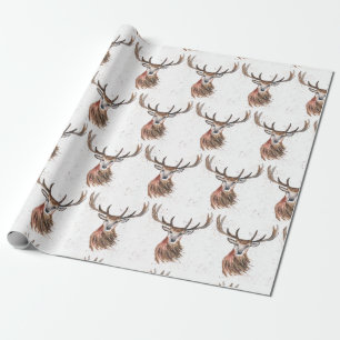 Deer waterverf Pattern Woodland Brown Cadeaupapier