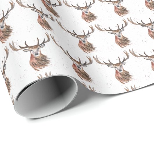 Deer waterverf Pattern Woodland Brown Cadeaupapier (Rol Hoek)