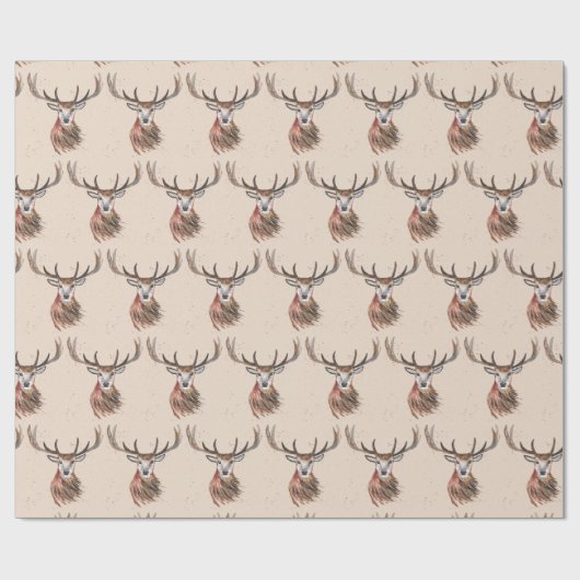 Deer waterverf Pattern Woodland Brown Cadeaupapier (Vlak)