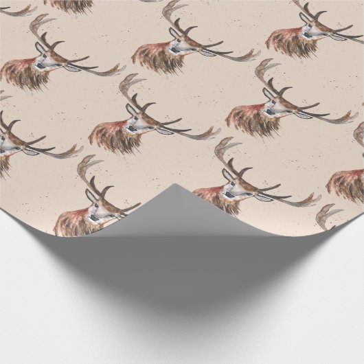 Deer waterverf Pattern Woodland Brown Cadeaupapier (Hoek)