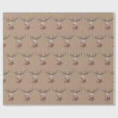 Deer waterverf Pattern Woodland Brown Cadeaupapier (Vlak)