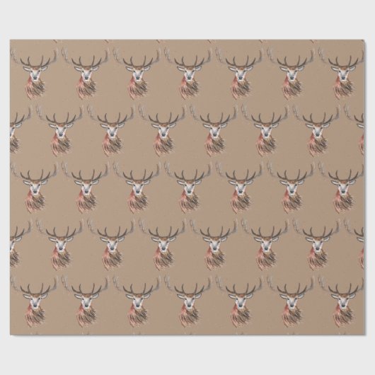 Deer waterverf Pattern Woodland Brown Cadeaupapier (Vlak)