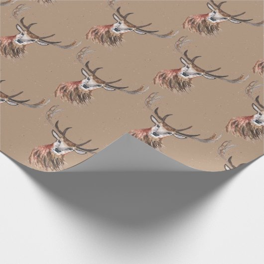Deer waterverf Pattern Woodland Brown Cadeaupapier (Hoek)