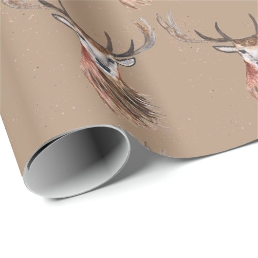 Deer waterverf Pattern Woodland Brown Cadeaupapier (Rol Hoek)