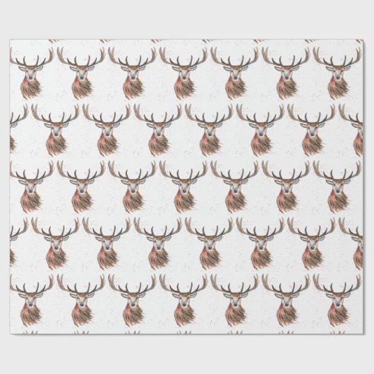 Deer waterverf Pattern Woodland Brown Cadeaupapier (Vlak)