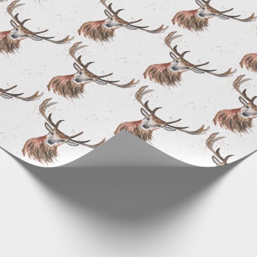 Deer waterverf Pattern Woodland Brown Cadeaupapier (Hoek)