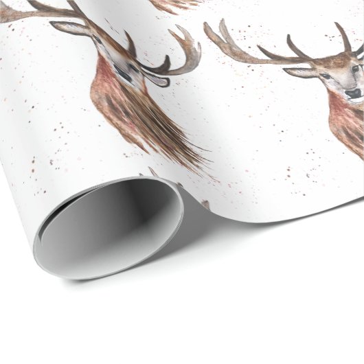 Deer waterverf Pattern Woodland Brown Cadeaupapier (Rol Hoek)