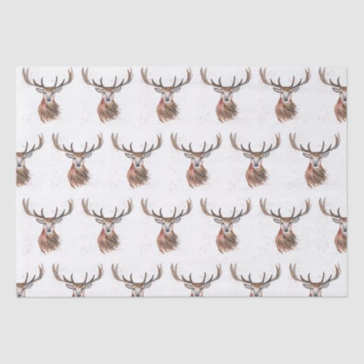 Deer waterverf Pattern Woodland Brown Tissuepapier (Voorkant)